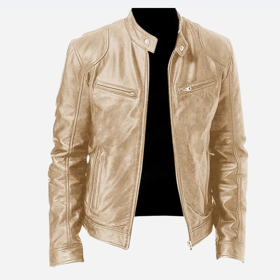 Men’s Loose-Fit PU Sports Jacket – Zipper Front, Casual Outdoor Wear, Multiple Colors - Daily Goods