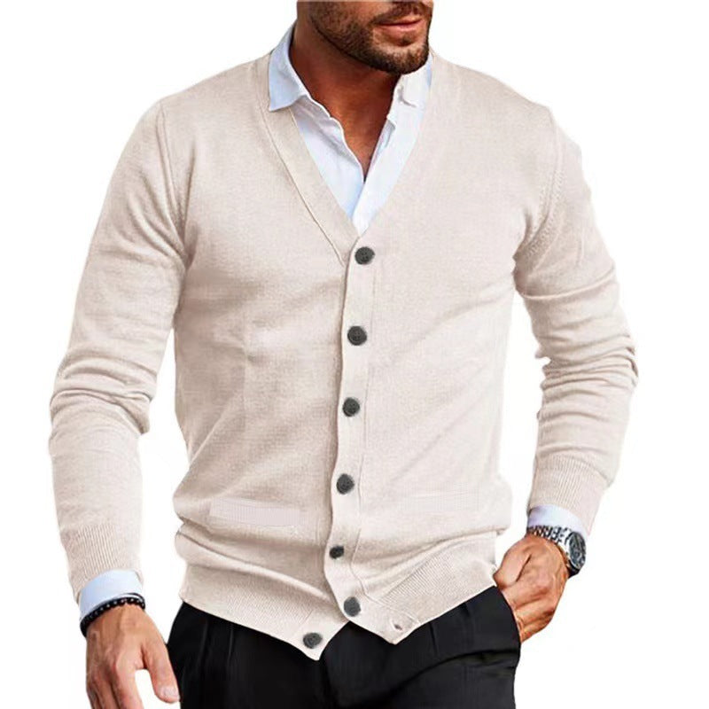 Men’s Slim Fit Acrylic Cardigan – Long Sleeve Casual Sweater for Winter - Daily Goods