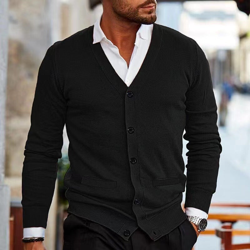 Men’s Slim Fit Acrylic Cardigan – Long Sleeve Casual Sweater for Winter - Daily Goods