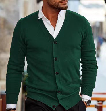 Men’s Slim Fit Acrylic Cardigan – Long Sleeve Casual Sweater for Winter - Daily Goods