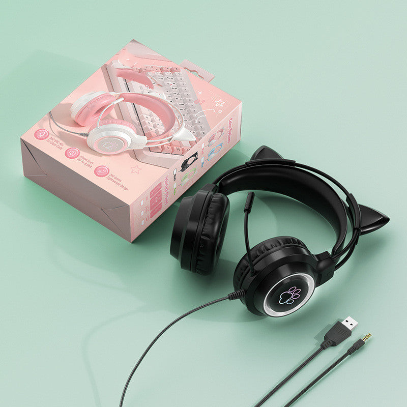 SY-G35 Cat Ear Gaming Headset with LED Lights – Stereo Sound, 3.5mm + USB, for PS5, Xbox, PC & Mobile - Daily Goods