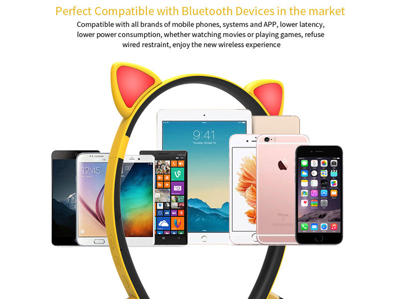 Cute Animal Ears Bluetooth Headphones – Neckband Stereo Wireless Earphones with Magnetic Adsorption, Soft Silicone Earmuffs, 6-Hour Battery | Ideal Gift for Girls & Teens - Daily Goods