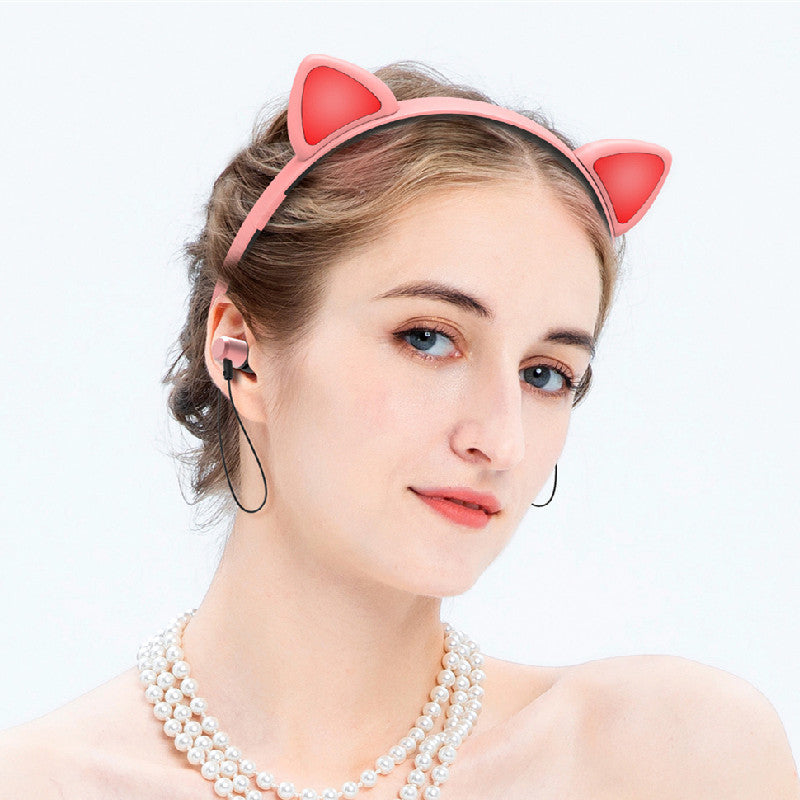 Cute Animal Ears Bluetooth Headphones – Neckband Stereo Wireless Earphones with Magnetic Adsorption, Soft Silicone Earmuffs, 6-Hour Battery | Ideal Gift for Girls & Teens - Daily Goods