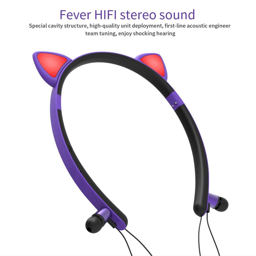 Cute Animal Ears Bluetooth Headphones – Neckband Stereo Wireless Earphones with Magnetic Adsorption, Soft Silicone Earmuffs, 6-Hour Battery | Ideal Gift for Girls & Teens - Daily Goods
