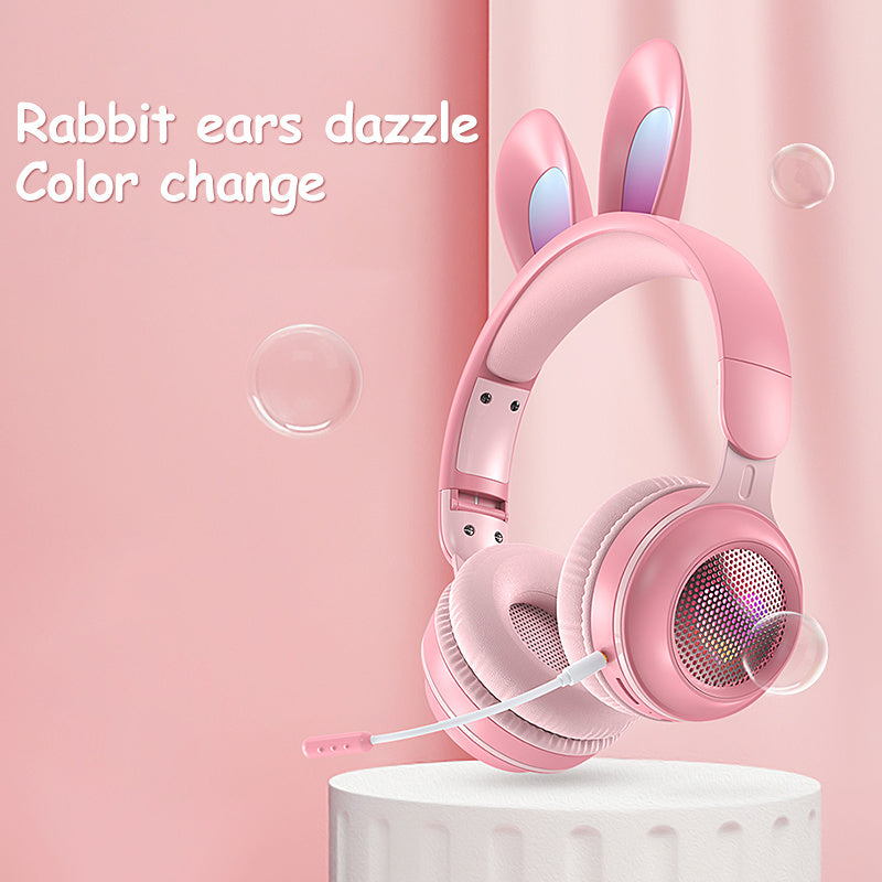 Wireless Bluetooth Headphones with RGB Bunny Ears, Stereo Sound, MP3 & 3.5mm Jack – Foldable Headset - Daily Goods