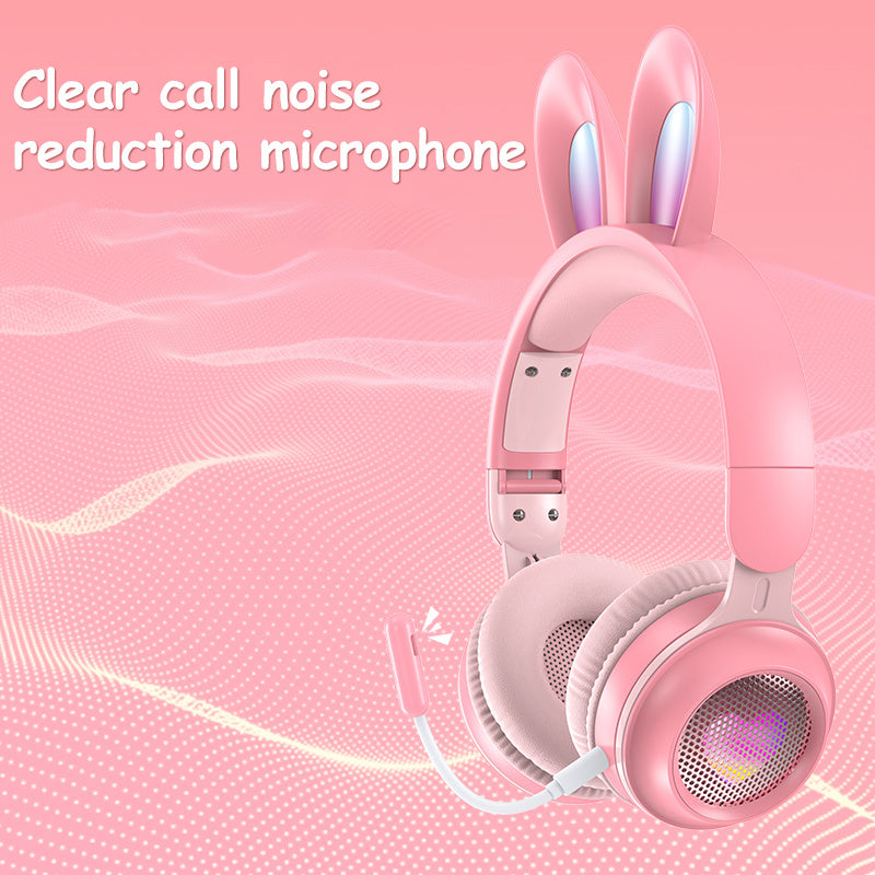 Wireless Bluetooth Headphones with RGB Bunny Ears, Stereo Sound, MP3 & 3.5mm Jack – Foldable Headset - Daily Goods