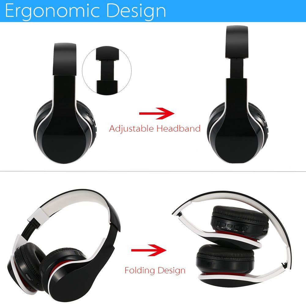 Stereo Bluetooth Headphones with Mic, CSR 4.0 + EDR, 40mm Drivers, TF Card Support & Foldable Design - Daily Goods