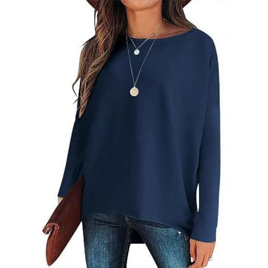 Women’s Loose Batwing Sleeve Pullover – Thick Cotton Blend Sweater for Casual & Work - Daily Goods