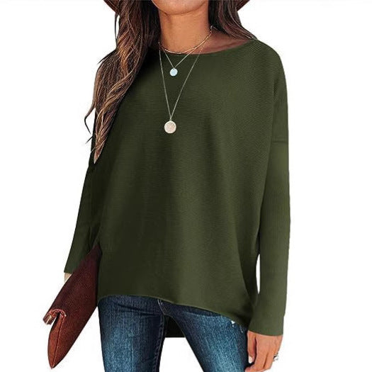 Women’s Loose Batwing Sleeve Pullover – Thick Cotton Blend Sweater for Casual & Work - Daily Goods