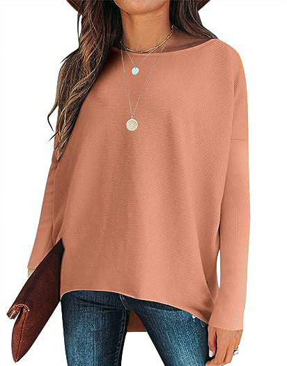 Women’s Loose Batwing Sleeve Pullover – Thick Cotton Blend Sweater for Casual & Work - Daily Goods
