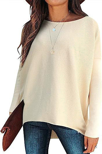 Women’s Loose Batwing Sleeve Pullover – Thick Cotton Blend Sweater for Casual & Work - Daily Goods
