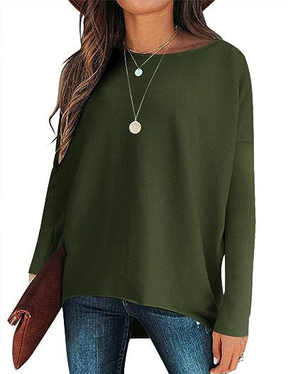 Women’s Loose Batwing Sleeve Pullover – Thick Cotton Blend Sweater for Casual & Work - Daily Goods