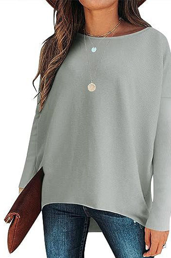Women’s Loose Batwing Sleeve Pullover – Thick Cotton Blend Sweater for Casual & Work - Daily Goods