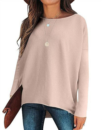 Women’s Loose Batwing Sleeve Pullover – Thick Cotton Blend Sweater for Casual & Work - Daily Goods
