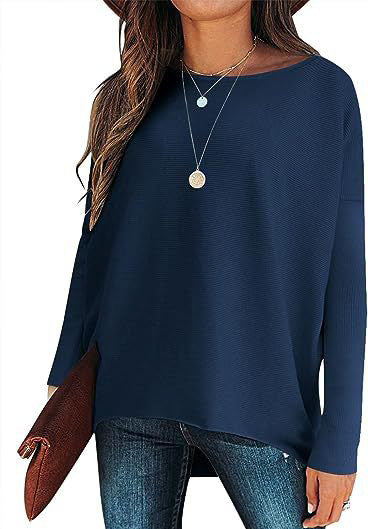 Women’s Loose Batwing Sleeve Pullover – Thick Cotton Blend Sweater for Casual & Work - Daily Goods