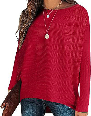 Women’s Loose Batwing Sleeve Pullover – Thick Cotton Blend Sweater for Casual & Work - Daily Goods