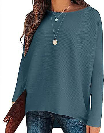 Women’s Loose Batwing Sleeve Pullover – Thick Cotton Blend Sweater for Casual & Work - Daily Goods