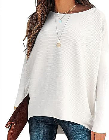 Women’s Loose Batwing Sleeve Pullover – Thick Cotton Blend Sweater for Casual & Work - Daily Goods