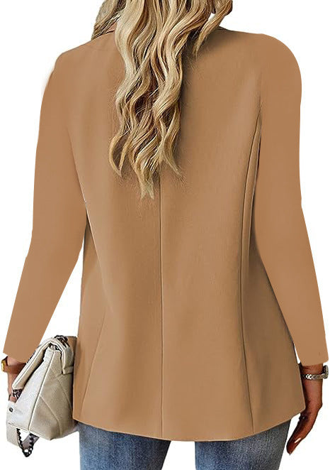 Women’s Lapel Button Jacket – British Style Casual Commuter Outerwear - Daily Goods