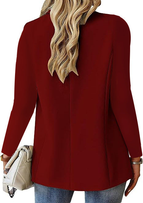 Women’s Lapel Button Jacket – British Style Casual Commuter Outerwear - Daily Goods