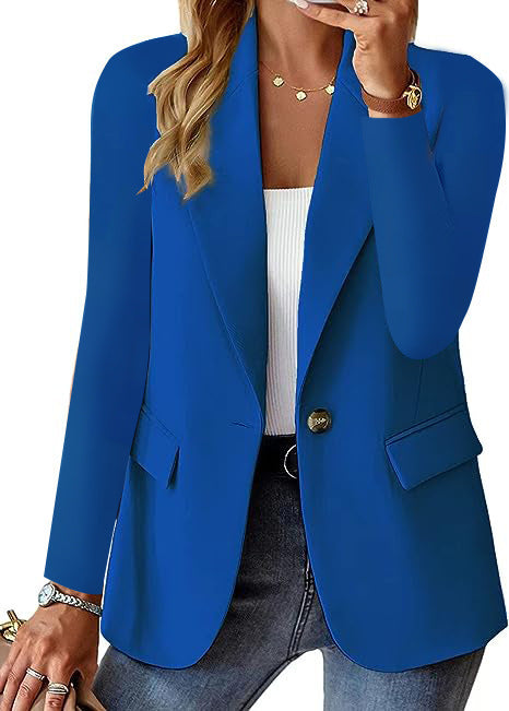 Women’s Lapel Button Jacket – British Style Casual Commuter Outerwear - Daily Goods