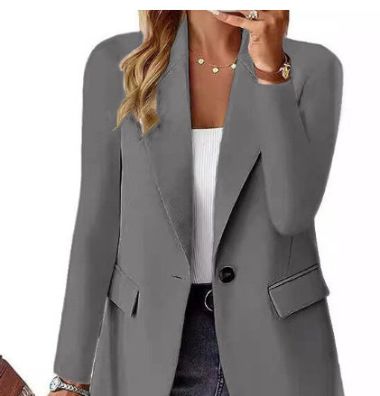 Women’s Lapel Button Jacket – British Style Casual Commuter Outerwear - Daily Goods