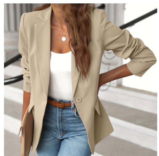 Women’s Lapel Button Jacket – British Style Casual Commuter Outerwear - Daily Goods