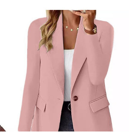 Women’s Lapel Button Jacket – British Style Casual Commuter Outerwear - Daily Goods
