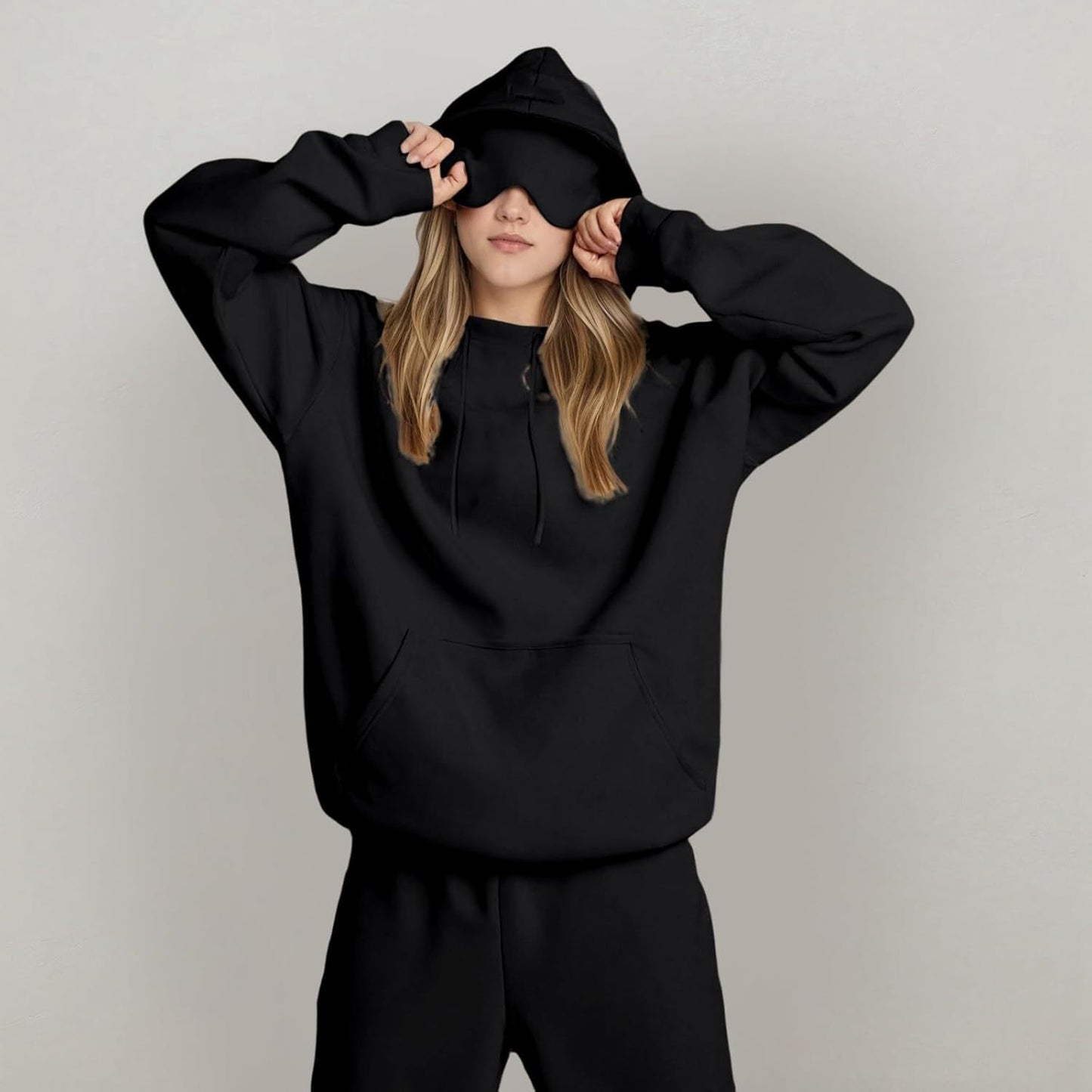 Women’s British Style Hooded Outfit – Solid Color Casual Wear - Daily Goods