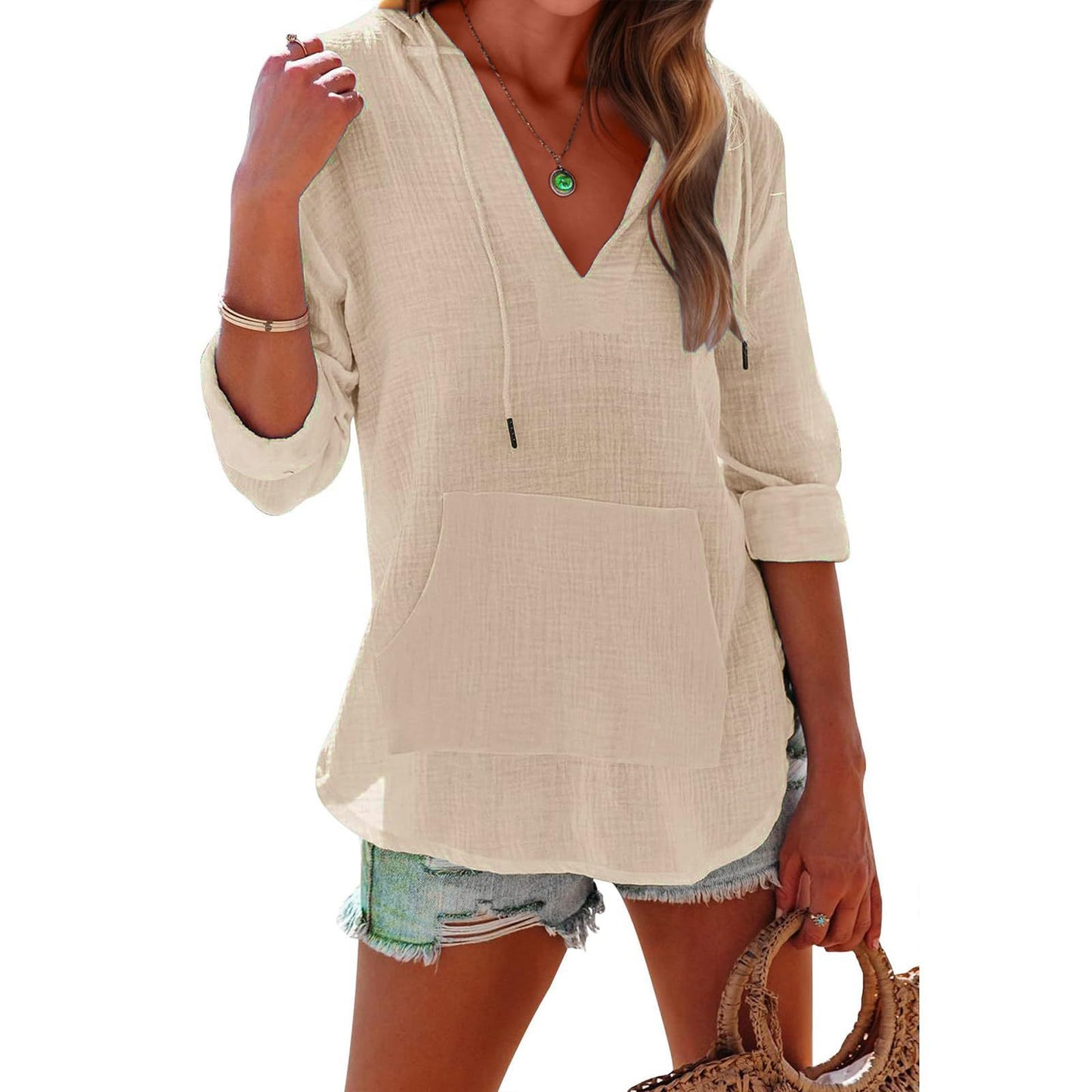 Women's Loose Streetwear Pullover Hoodie – Cotton & Linen Comfort, Multiple Colors - Daily Goods