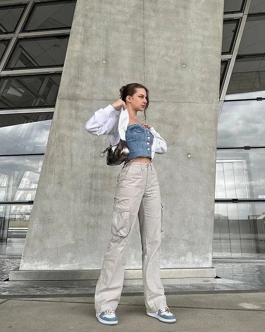 Women’s Casual Pants – Nipped Waist with 3D Pocket Work Trousers - Daily Goods
