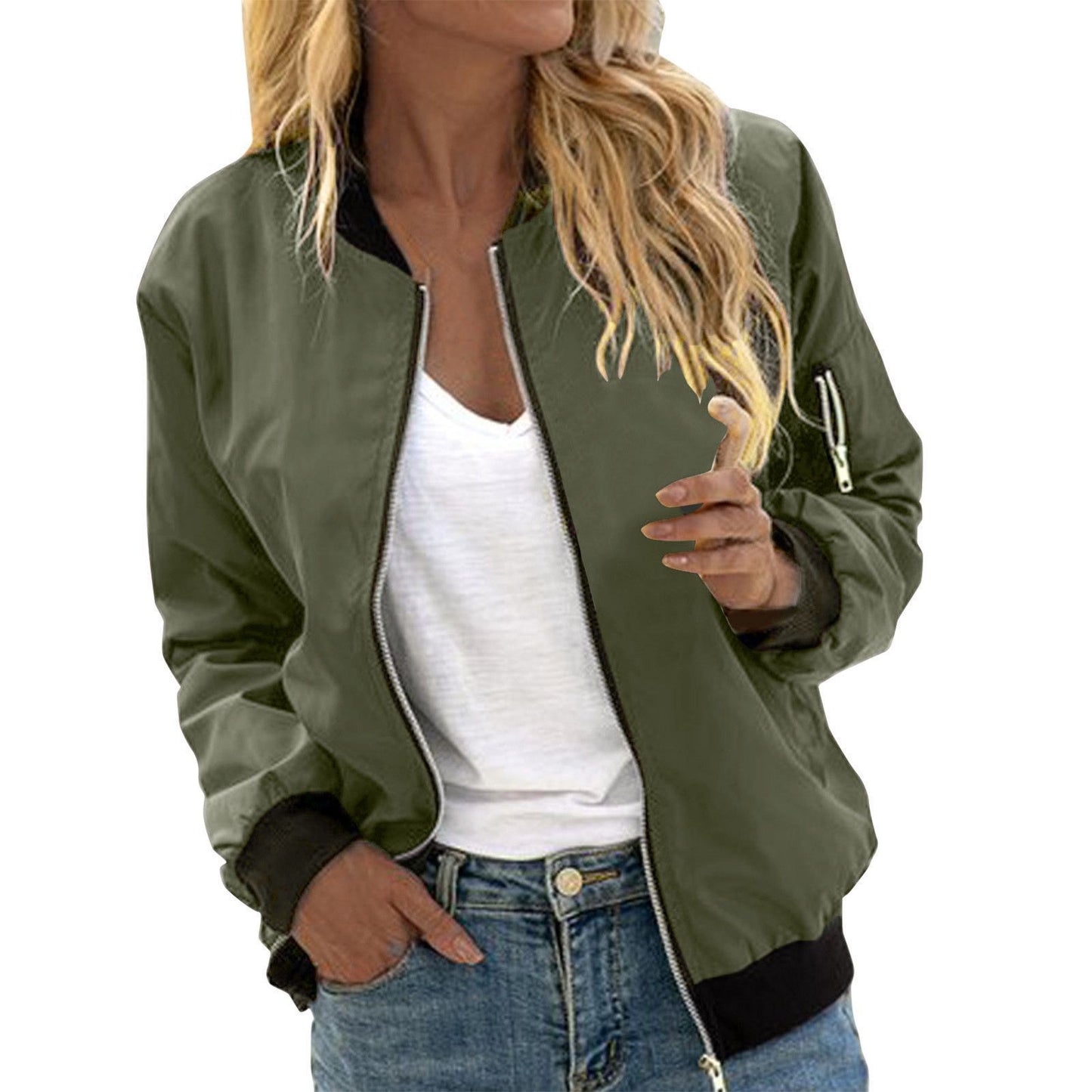 Women’s Street Style Baseball Jacket – Zipper Vintage Bomber Outerwear - Daily Goods