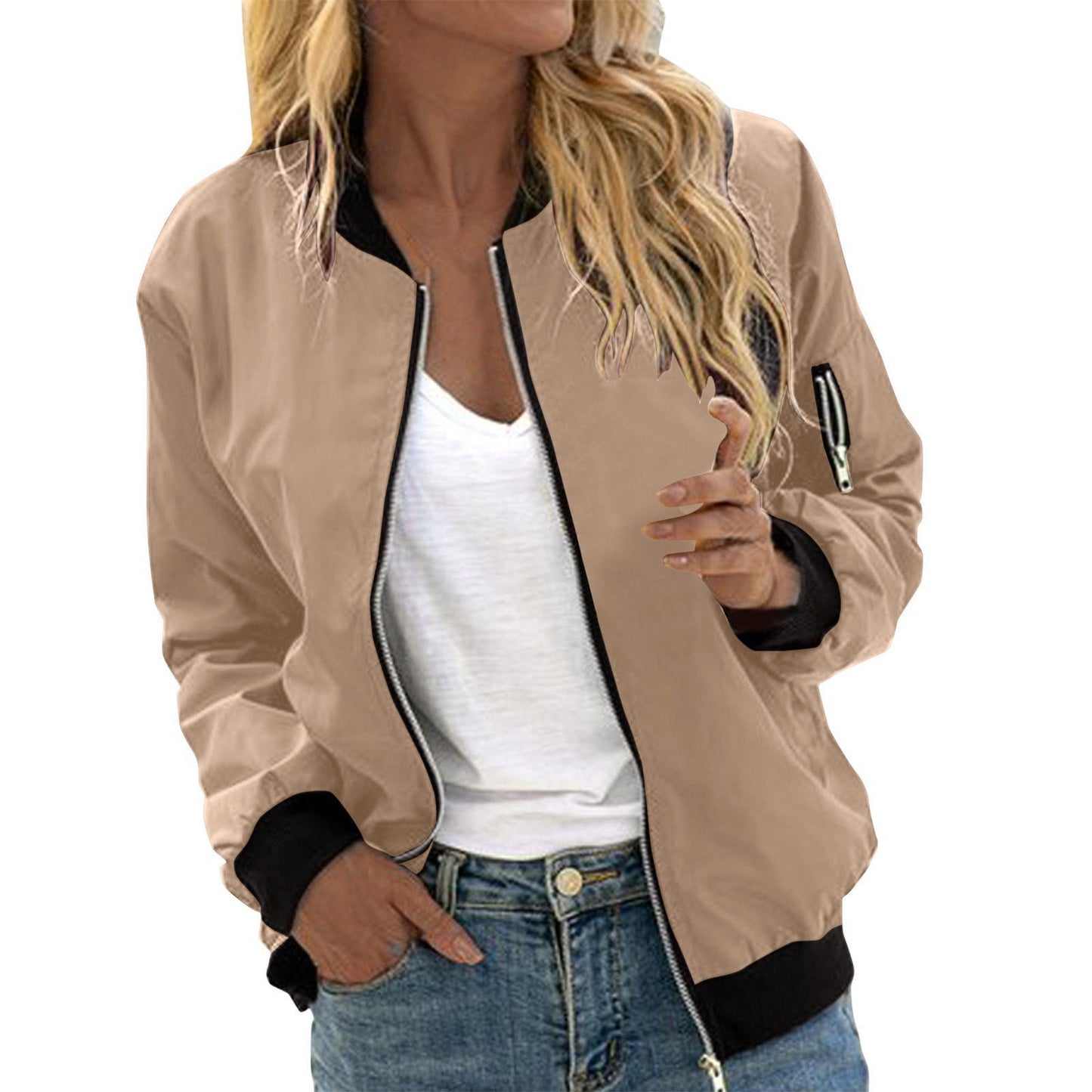Women’s Street Style Baseball Jacket – Zipper Vintage Bomber Outerwear - Daily Goods