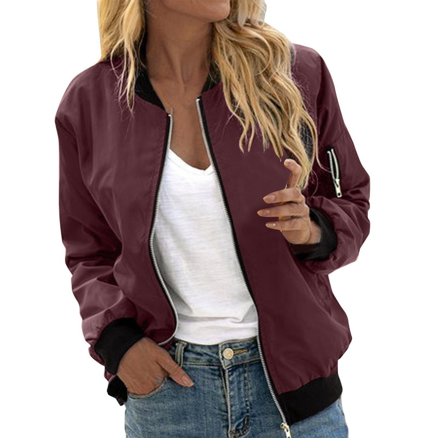 Women’s Street Style Baseball Jacket – Zipper Vintage Bomber Outerwear - Daily Goods