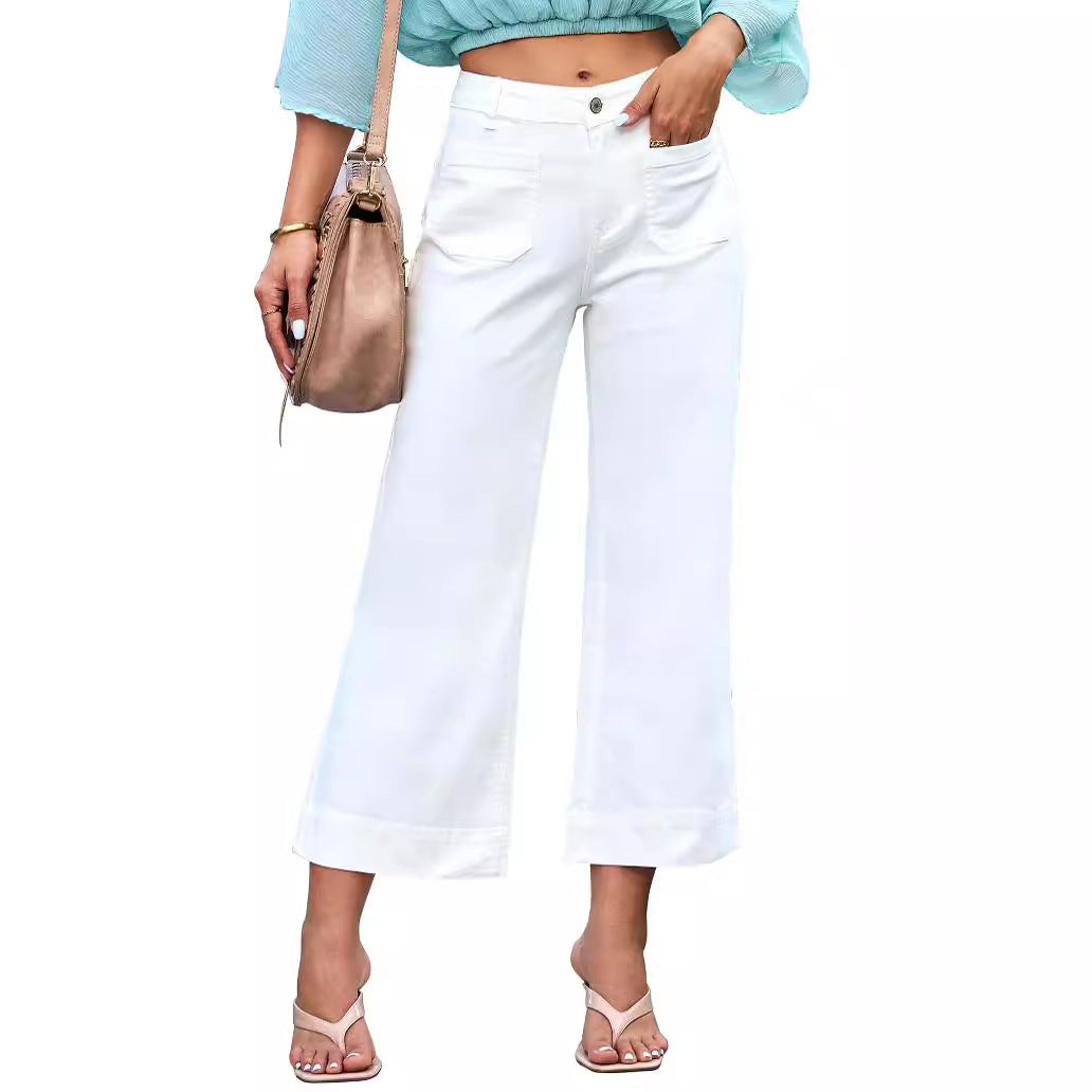 Premium Women’s Straight-Leg Denim Pants – Cropped Cotton Jeans for Office & Casual Wear - Daily Goods