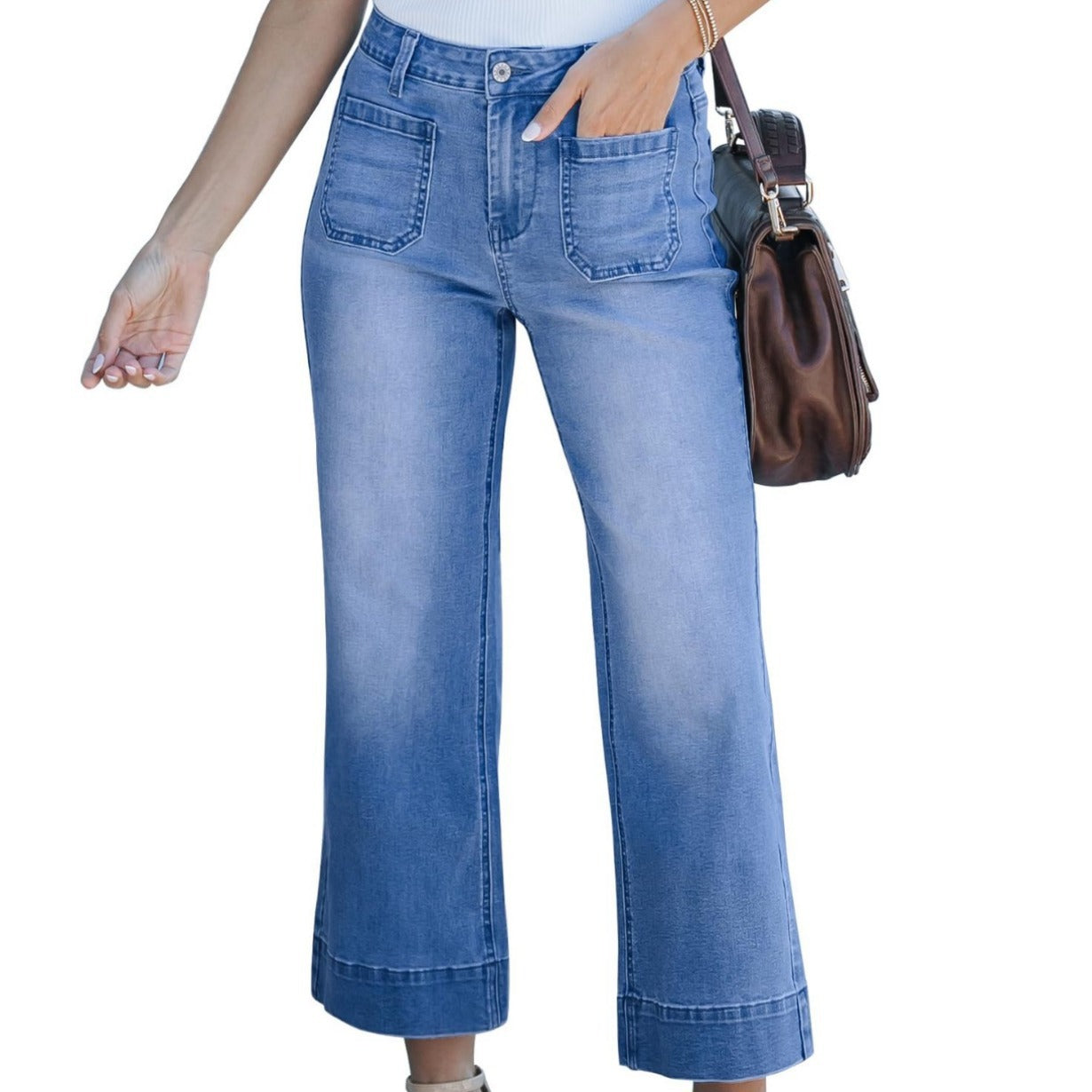 Premium Women’s Straight-Leg Denim Pants – Cropped Cotton Jeans for Office & Casual Wear - Daily Goods