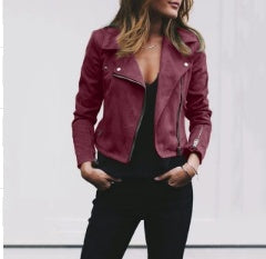 Women’s Lapel Short Top with Diagonal Zipper – Casual Fall Fashion - Daily Goods