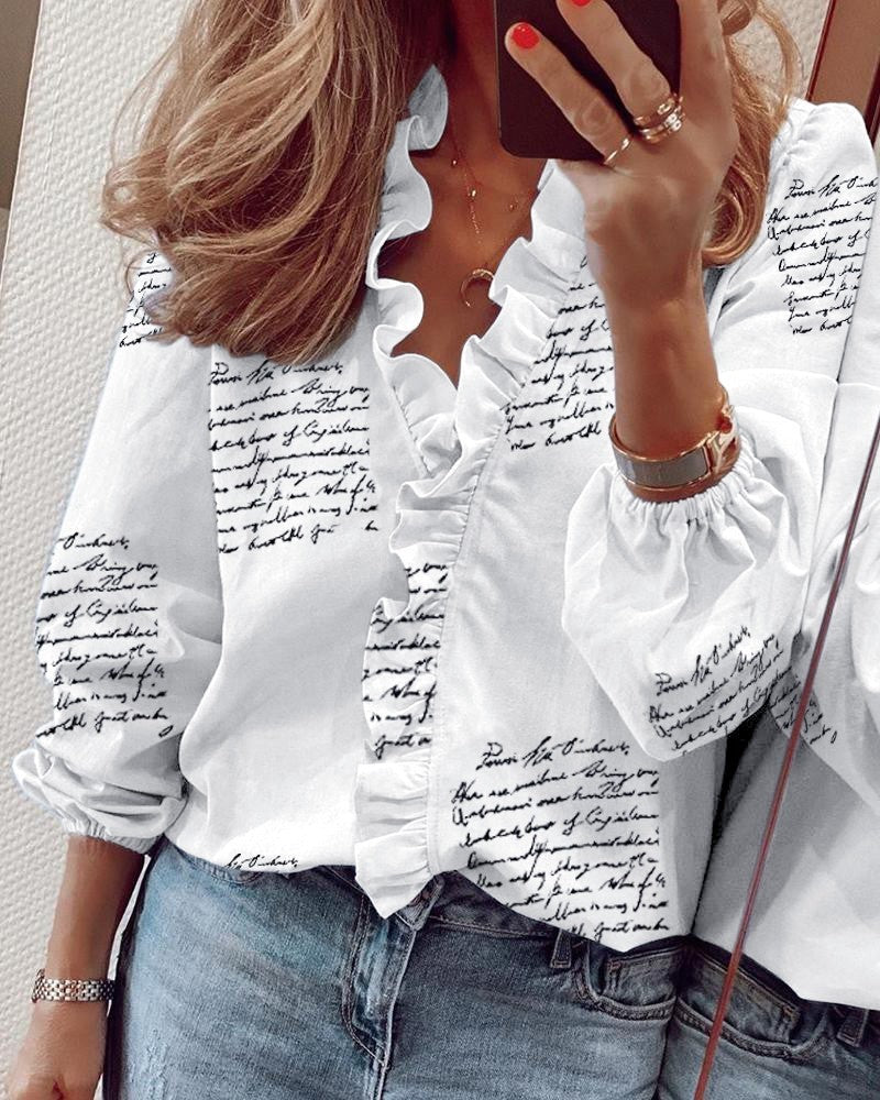 European & American Style Women’s Long-Sleeved Ruffled Shirt – Elegant Casual Top - Daily Goods