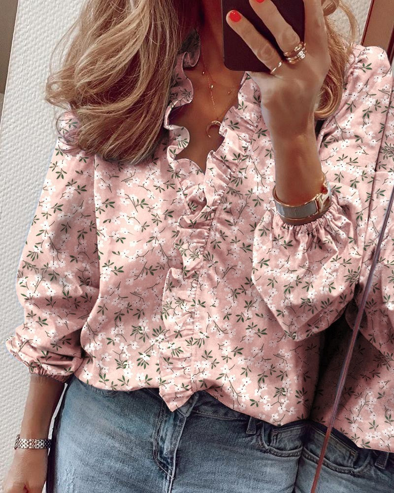 European & American Style Women’s Long-Sleeved Ruffled Shirt – Elegant Casual Top - Daily Goods