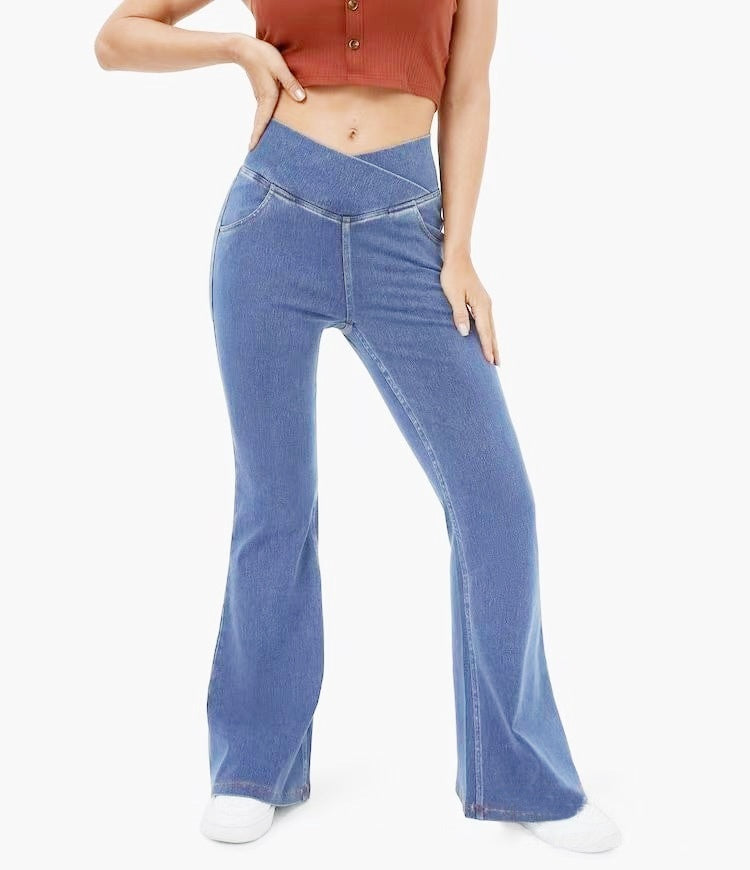 High Imitation Denim Bell-Bottom Pants| Elegant European & American Style - Daily Goods