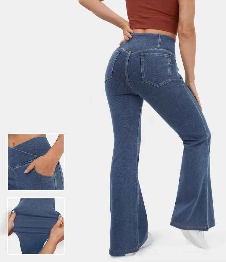 High Imitation Denim Bell-Bottom Pants| Elegant European & American Style - Daily Goods