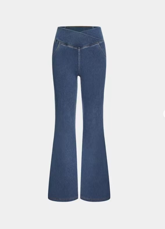 High Imitation Denim Bell-Bottom Pants| Elegant European & American Style - Daily Goods