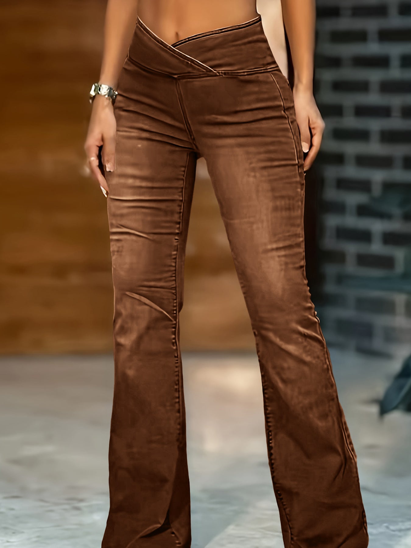 High Imitation Denim Bell-Bottom Pants| Elegant European & American Style - Daily Goods