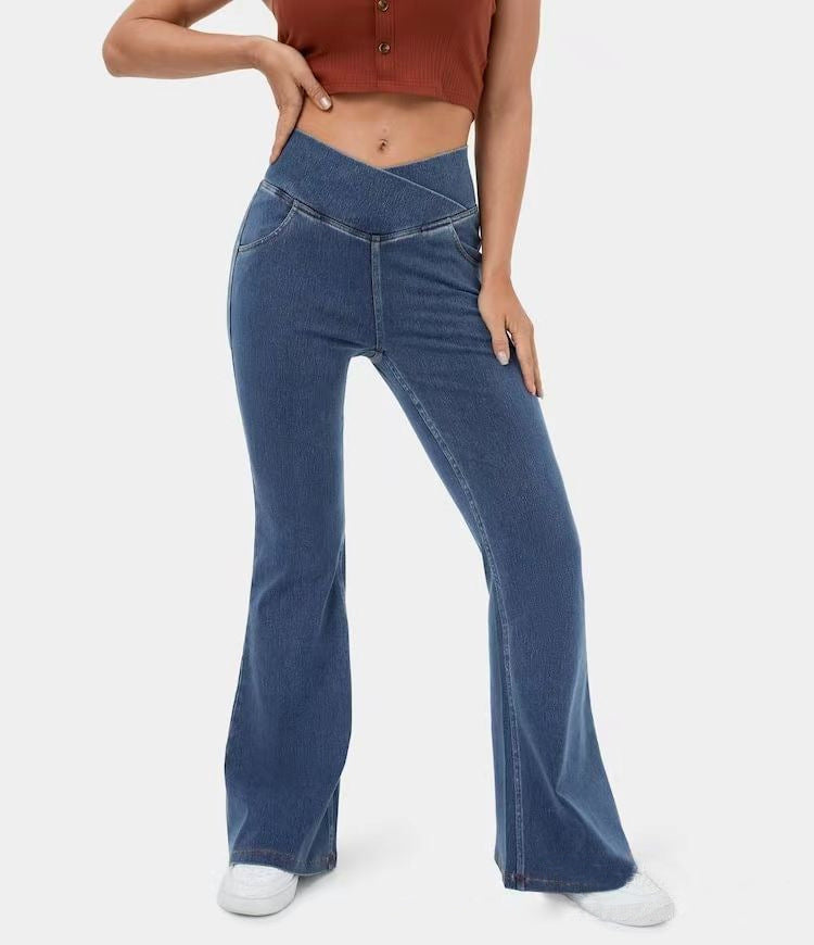High Imitation Denim Bell-Bottom Pants| Elegant European & American Style - Daily Goods