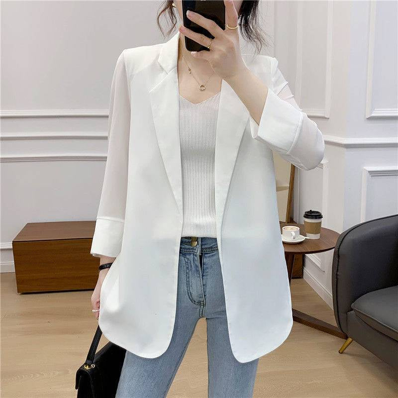 Women’s Slim Blazer Jacket – Single-Breasted Office Coat with Stand Collar - Daily Goods