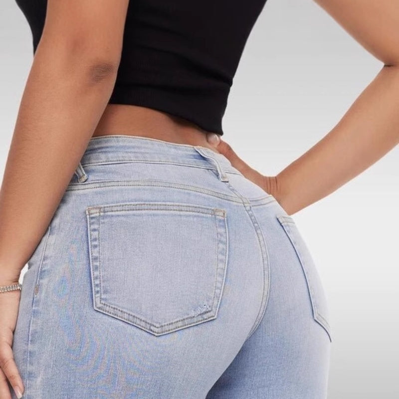 Women’s High Waist Straight-Leg Denim Style Pants – Street Hipster Style - Daily Goods