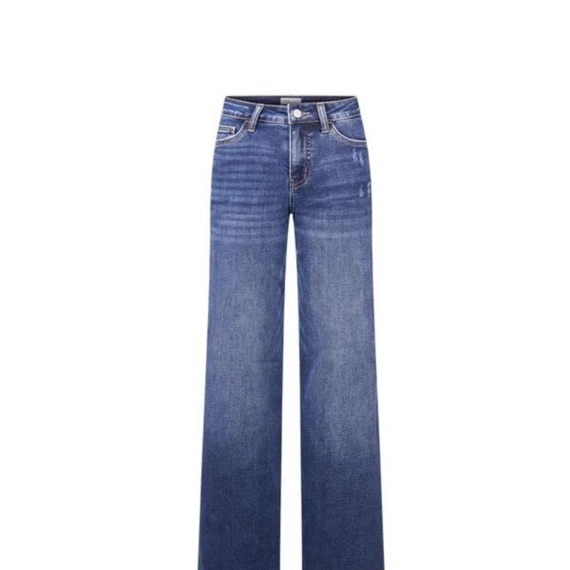 Women’s High Waist Straight-Leg Denim Style Pants – Street Hipster Style - Daily Goods