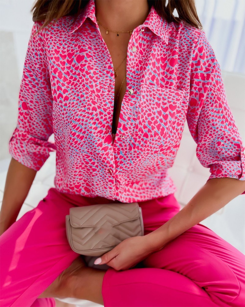 Trendy V-Neck Single Breasted Leisure Shirt – Multiple Colors & Prints - Daily Goods