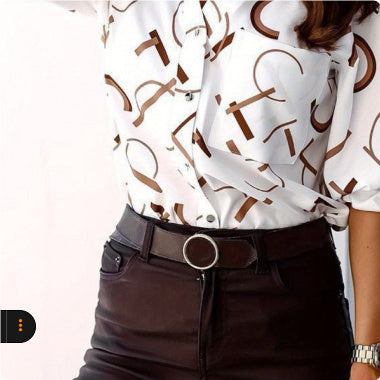 Trendy V-Neck Single Breasted Leisure Shirt – Multiple Colors & Prints - Daily Goods