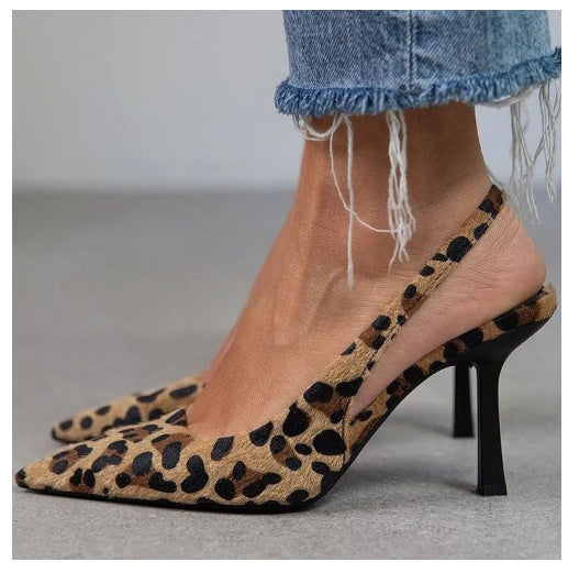 Women’s Leopard Print Suede High Heels – Buckle Strap Round Toe Pumps (6–8cm Heel - Daily Goods